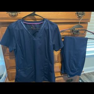 Navy purple label yoga by Healing Hands scrub set